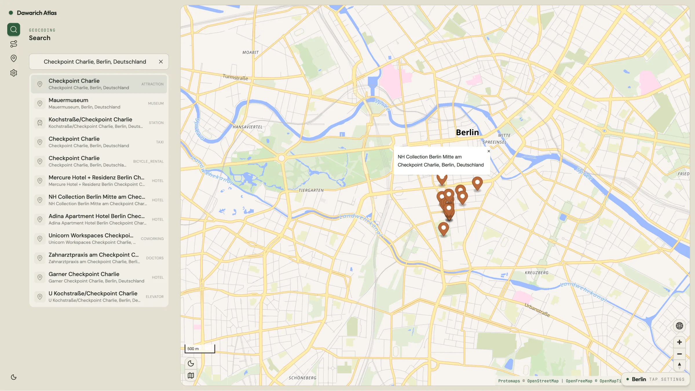 Search side panel with Photon results